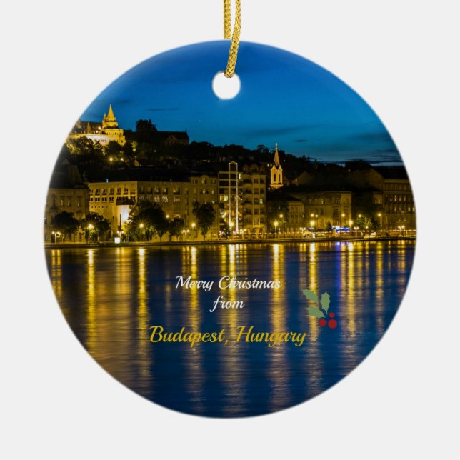 God jul från Budapest - Donau River Ceram Julgransprydnad Keramik (Framsidan)