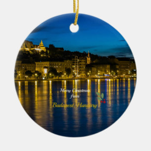 God jul från Budapest, Ungern Julgransprydnad Keramik
