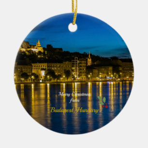 God jul från Budapest, Ungern, Julgransprydnad Keramik