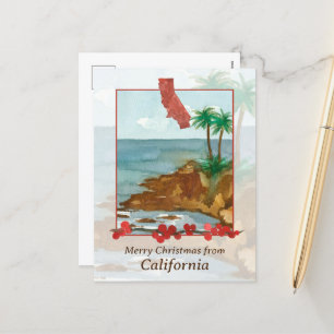 God jul från California Beach Handflatan Träd Helg Vykort