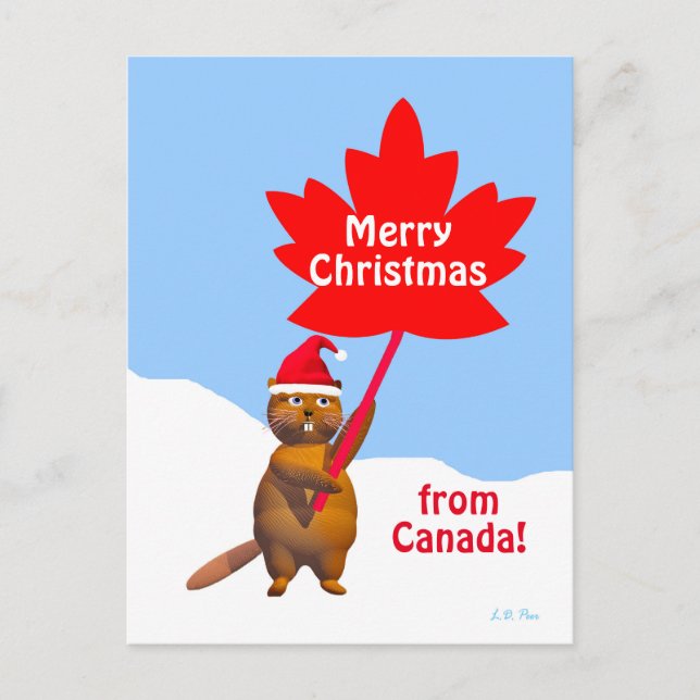 God jul från Canada Beaver Helg Vykort (Framsida)