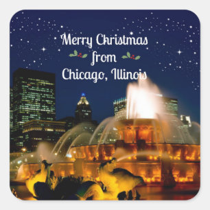 God jul från Chicago. Fyrkantigt Klistermärke
