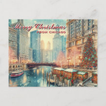 God jul från Chicago Helgdag-vykort