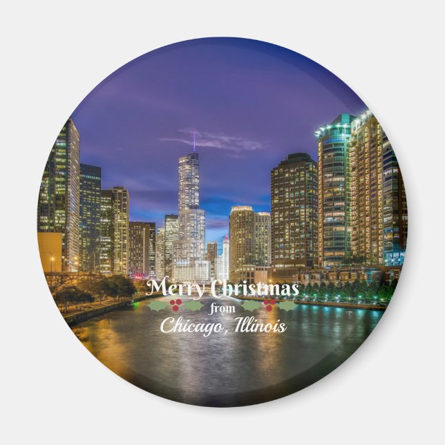 God jul från Chicago, IL Magnet (Framsidan)