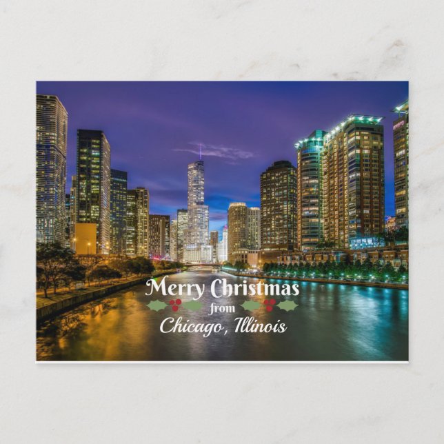 God jul från Chicago, IL Vykort (Framsida)