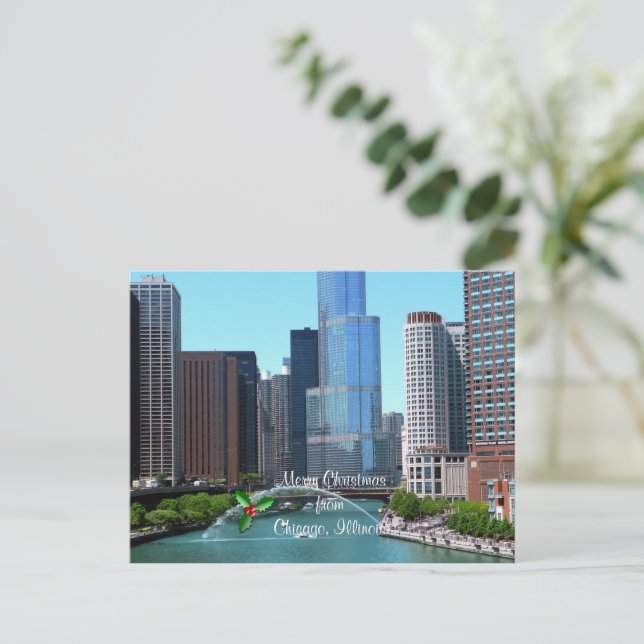 God jul från Chicago Illinois Helg Vykort (Stående Fram)