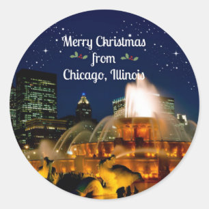 God jul från Chicago, Illinois Runt Klistermärke