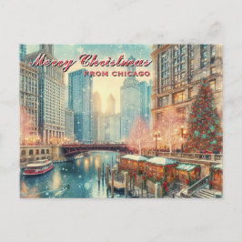 God Jul Från Chicago Julkort Helg Vykort
