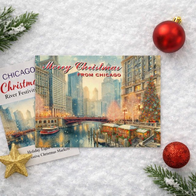 God Jul från Chicago Julkort Helg Vykort (Skapare uppladdad)