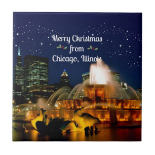 God jul från Chicago. Kakelplatta