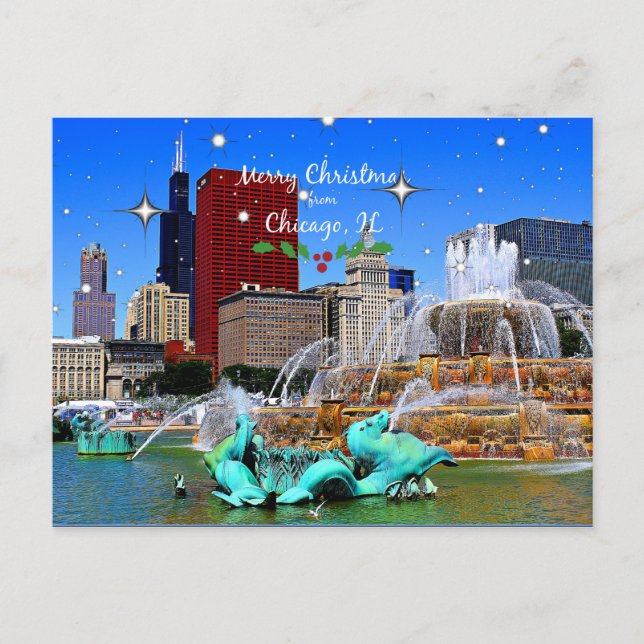 god jul från Chicago Vykort (Framsida)