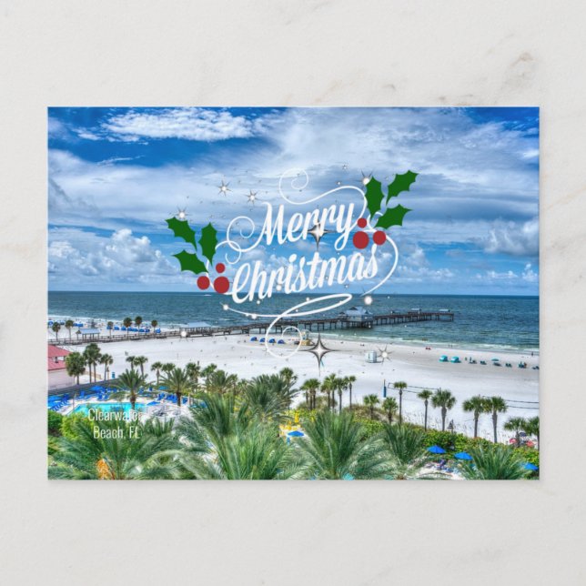 God jul från Clearwater Beach, FL Vykort (Framsida)