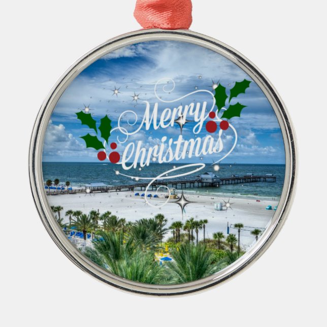 God jul från Clearwater Beach Julgransprydnad Metall (Framsidan)