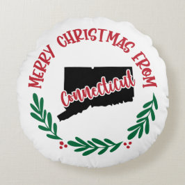 God jul från Connecticut US Red Grönt Rund Kudde