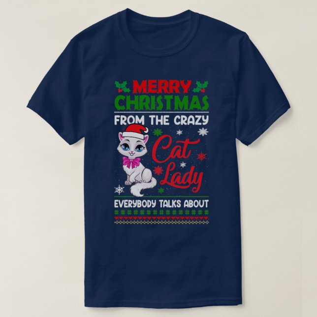 GOD JUL FRÅN CRAZY CAT DAM EVERYBODY T SHIRT (Design framsida)