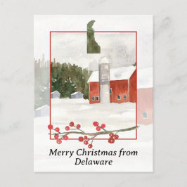 God jul från Delaware Farm Red Barn Silo Helg Vykort