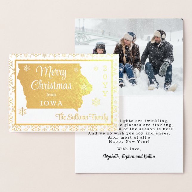 God jul från delstaten Iowa | Foto Folierat Kort (Display)