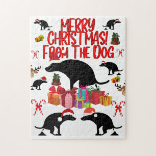 God Jul från den bajsande hunden - Roligt firande Pussel