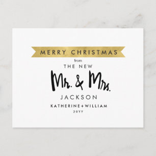 God jul från den nya Mr. och Mrs. Helg Vykort