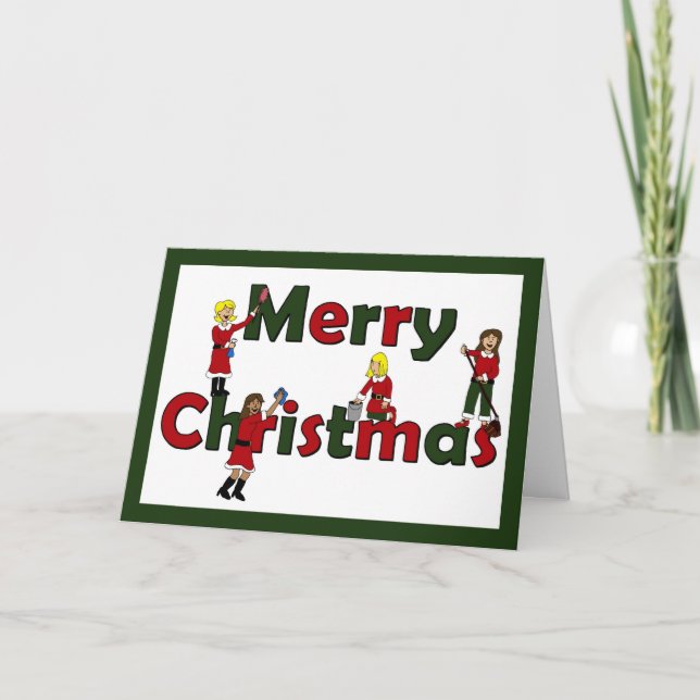 God jul från den tjänste- maiden helgkort (Framsida)