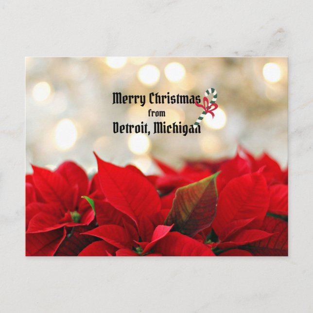 God jul från Detroit, Michigan Vykort (Framsida)