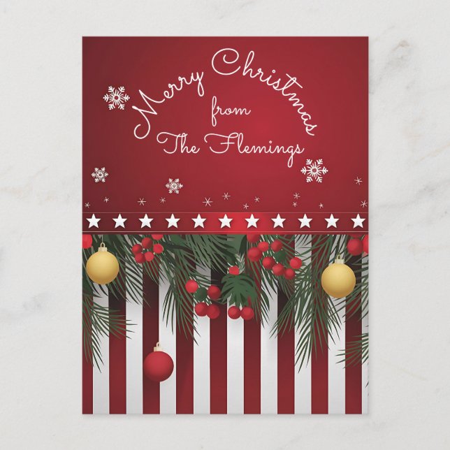 God jul från (din familj) vykort (Framsida)