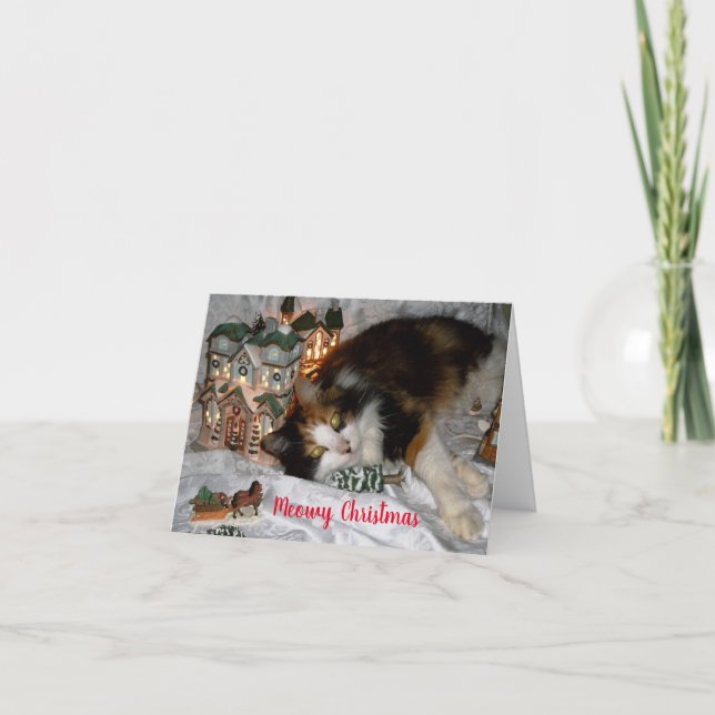 God Jul från din katt en söt Kort (Framsida)