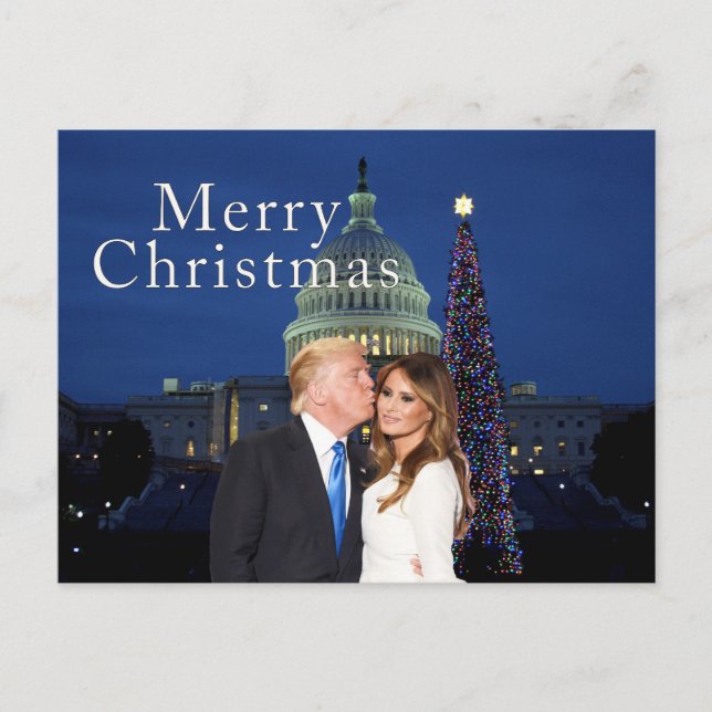 God jul från Donald och Melania Vykort (Framsida)