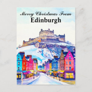 God jul från Edinburgh Skottland Resa Vykort