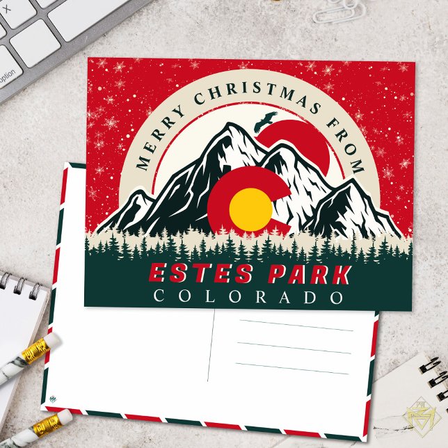 God jul från Estes Park Colorado Cities Vykort (Skapare uppladdad)