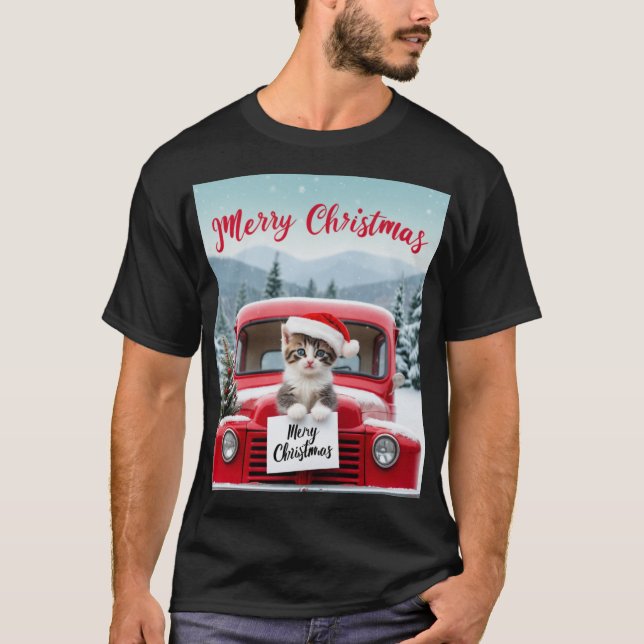 God jul från ett Festive-Kattdjur T Shirt (Framsida)