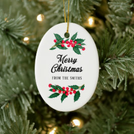 God jul från familjen julgransprydnad keramik