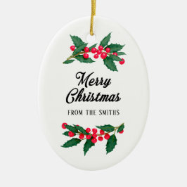 God jul från familjen julgransprydnad keramik