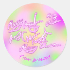 God jul från Färg-Shock rosa Runt Klistermärke