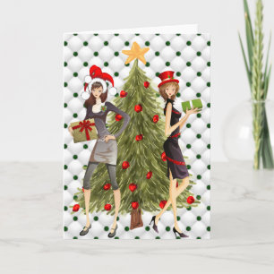 God jul från flickorna helgkort