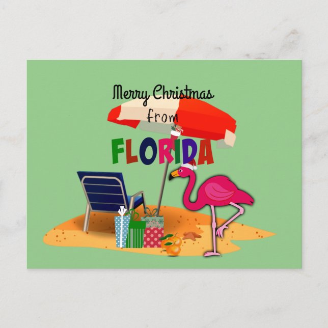 God jul från Florida, färgstark roligt Helg Vykort (Framsida)