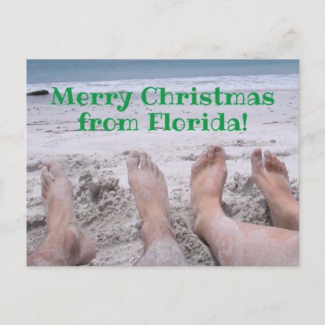 God jul från Florida fötter på stranden Helg Vykort (Framsida)