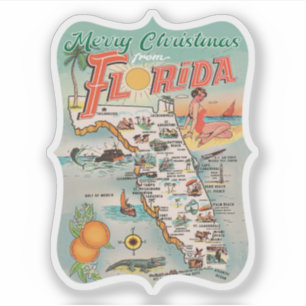God jul från Florida Retro Klistermärken