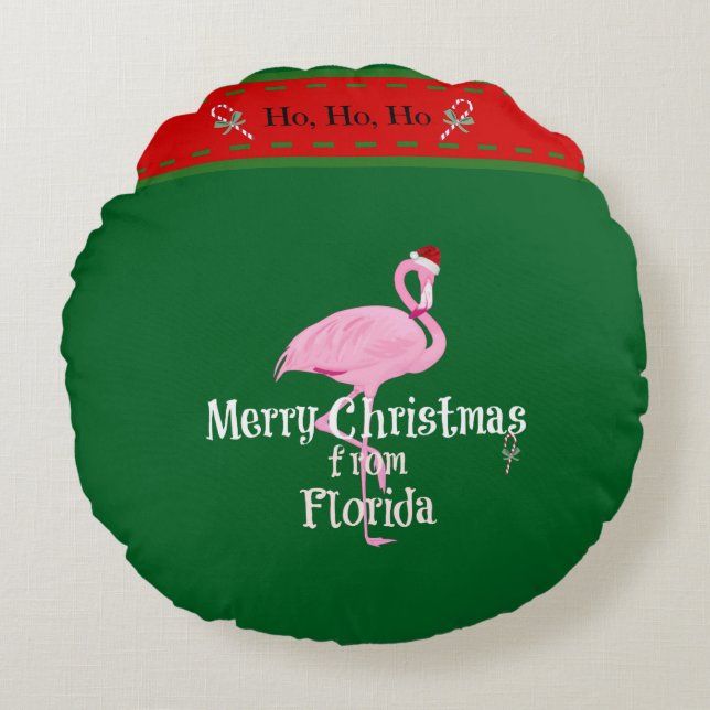 God jul från Florida Rund Kudde (Framsidan)