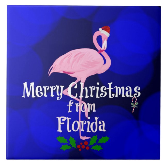 God jul från Florida, Santa Flamingo Kakelplatta (Framsidan)