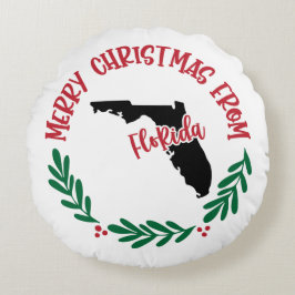 God jul från Florida US Karta Red Grönt Rund Kudde
