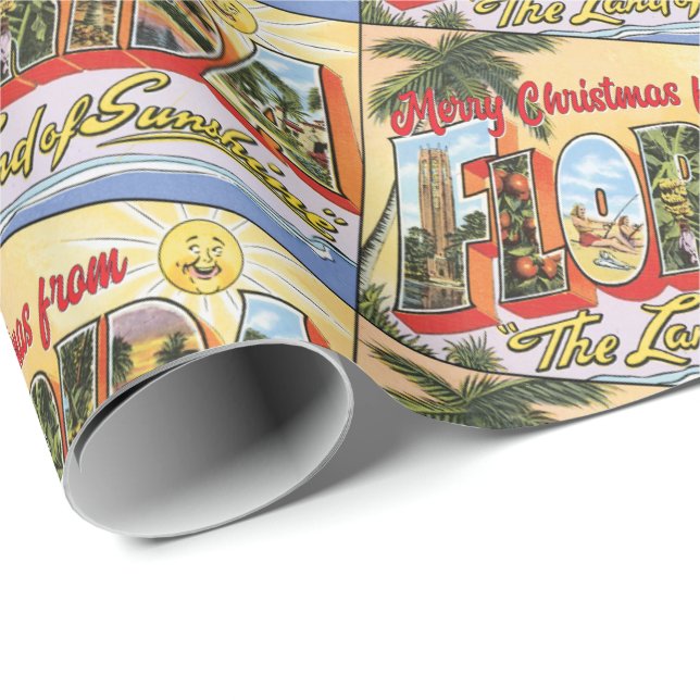 God jul från Florida vintage hälsning Presentpapper (Rullad Hörn)