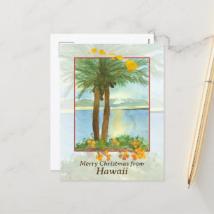 God jul från Hawaii Ocean Sunrise Handflatan Helg Vykort