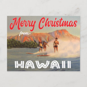 God jul från Hawaii vintage surfing Vykort