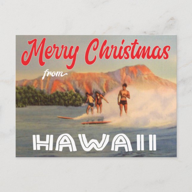 God jul från Hawaii vintage surfing Vykort (Framsida)