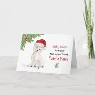 God jul från Hund i Finny Santa Hat Kort