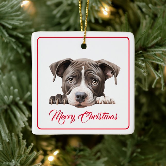 God jul från Hund keramiskt prydnadsämne Julgransprydnad Keramik (Träd)
