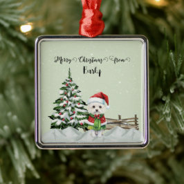 God jul från Hund Namn Julgransprydnad Metall