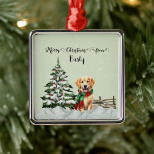 God jul från Hund Namn Julgransprydnad Metall
