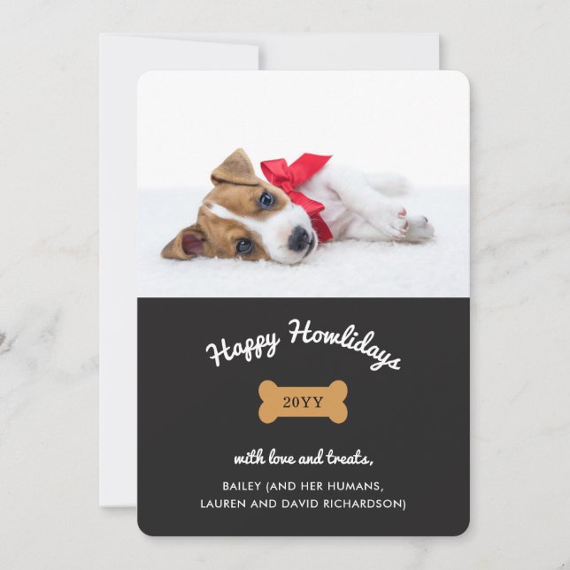 God jul från Hund | Träkol med foto Julkort (Framsida)